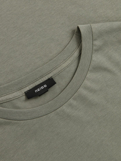 Reiss Popular Choice - Cotton Crew Neck T-Shirt in Dark Sage
