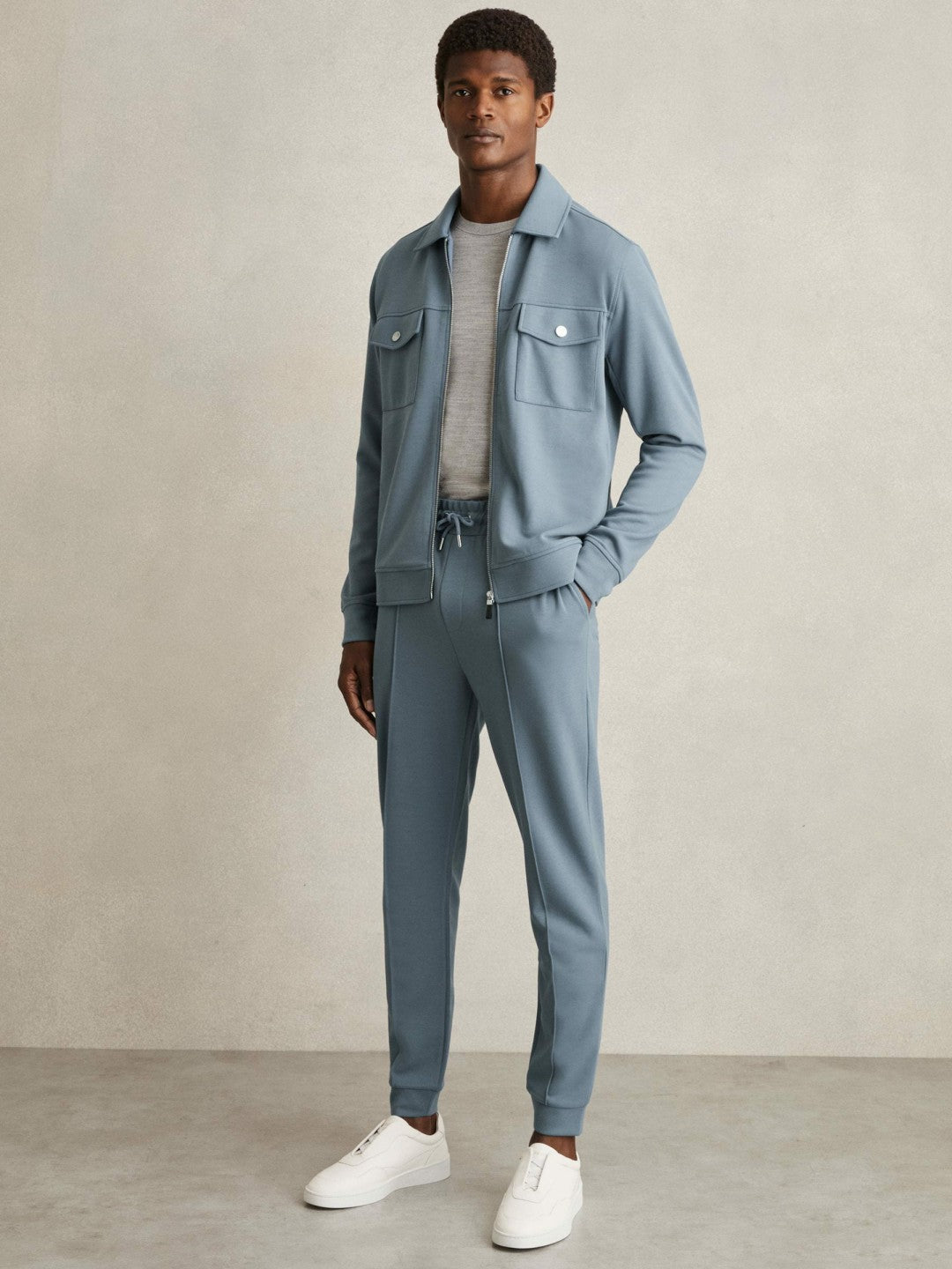 Reiss Affordable - Drawstring Jersey Joggers in Airforce Blue