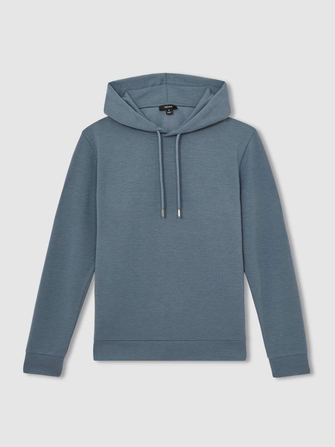 Reiss Affordable - Interlock Jersey Drawstring Hoodie in Airforce Blue