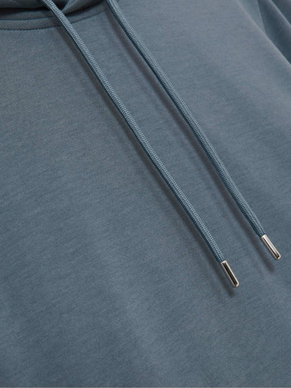 Reiss Affordable - Interlock Jersey Drawstring Hoodie in Airforce Blue