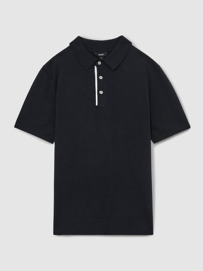 Reiss Affordable - Contrast-Placket Polo Shirt With Cotton in Navy