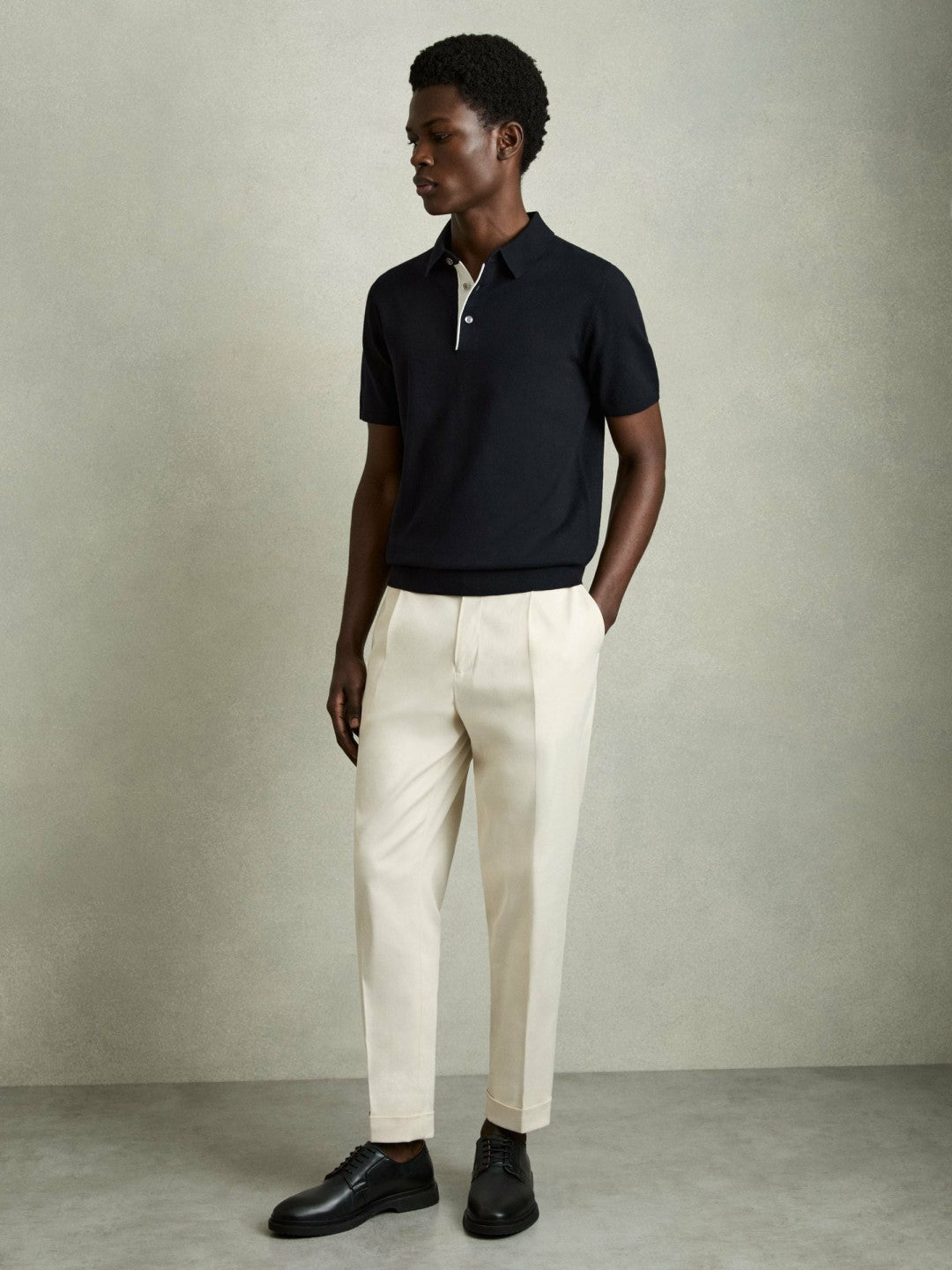 Reiss Affordable - Contrast-Placket Polo Shirt With Cotton in Navy