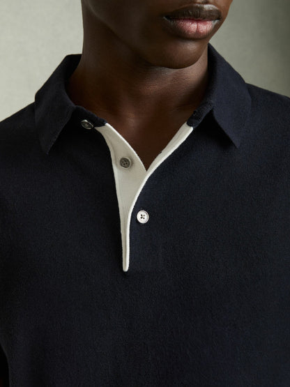 Reiss Affordable - Contrast-Placket Polo Shirt With Cotton in Navy