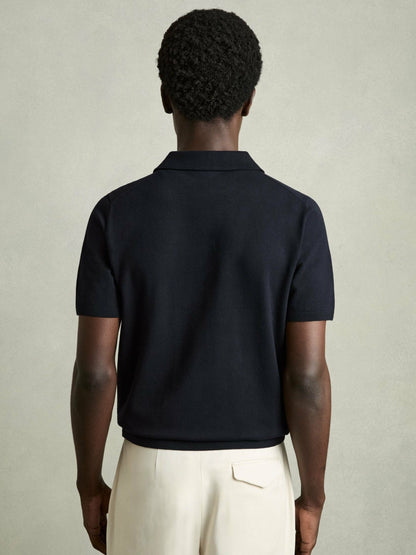 Reiss Affordable - Contrast-Placket Polo Shirt With Cotton in Navy