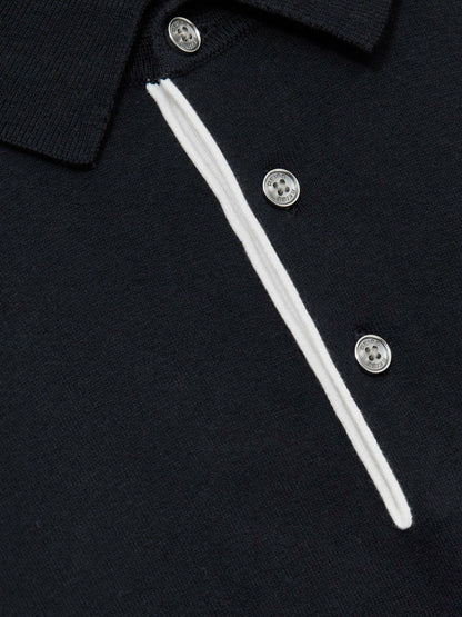 Reiss Affordable - Contrast-Placket Polo Shirt With Cotton in Navy