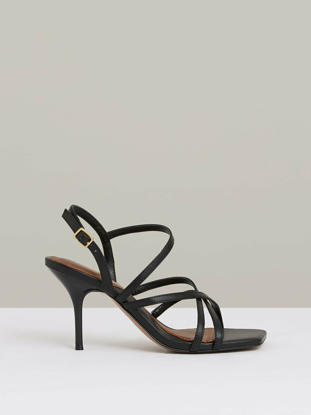 Reiss Featured - Leather Strappy Stiletto Sandals in Black