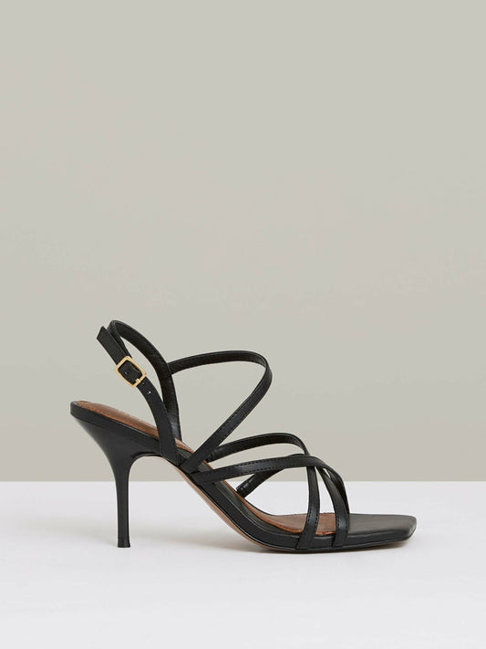 Reiss Featured - Leather Strappy Stiletto Sandals in Black