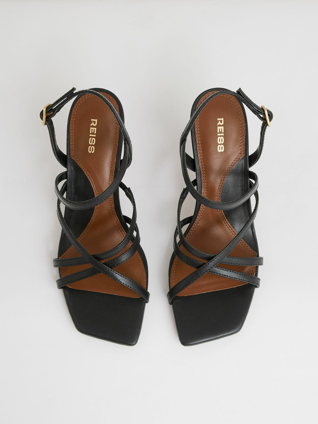 Reiss Featured - Leather Strappy Stiletto Sandals in Black