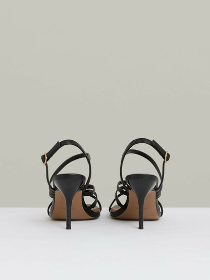 Reiss Featured - Leather Strappy Stiletto Sandals in Black