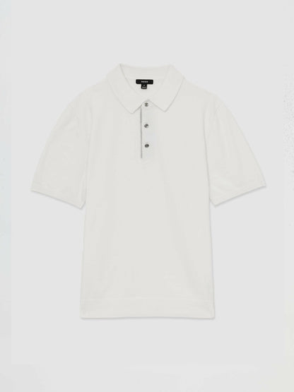Reiss Best Seller - Contrast-Placket Polo Shirt With Cotton in White