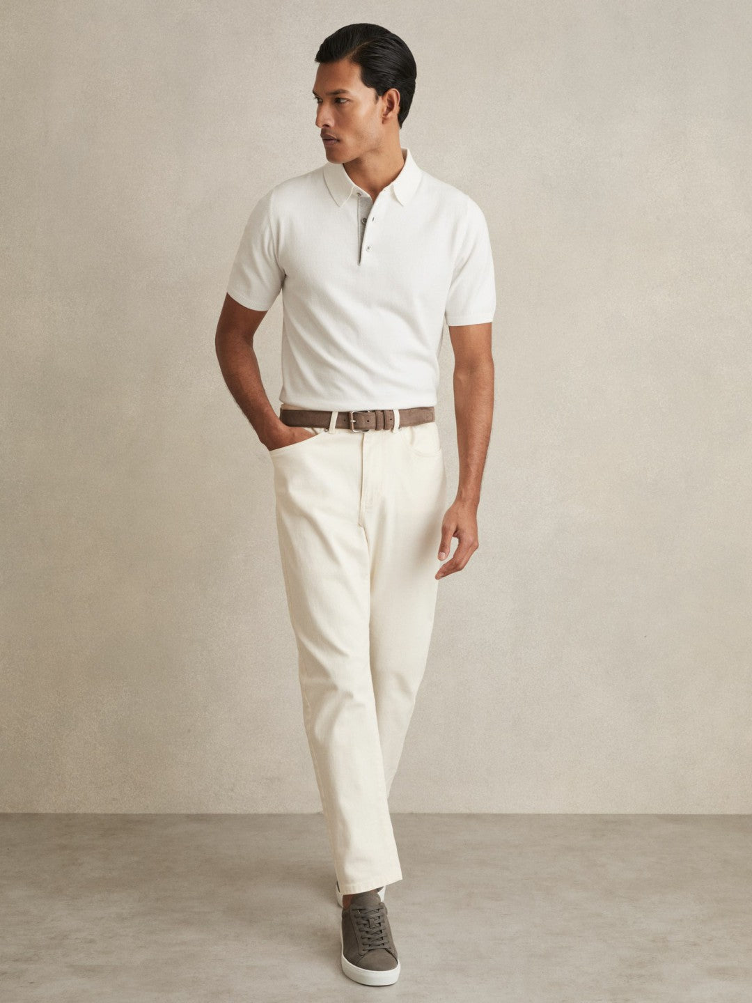 Reiss Best Seller - Contrast-Placket Polo Shirt With Cotton in White