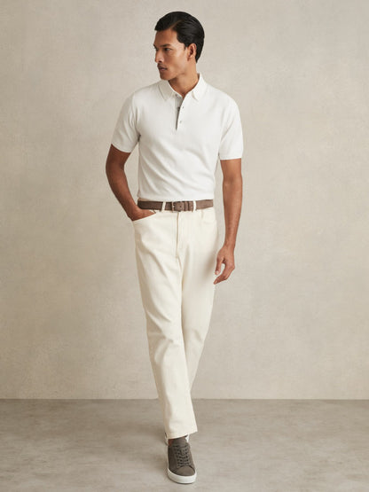 Reiss Best Seller - Contrast-Placket Polo Shirt With Cotton in White