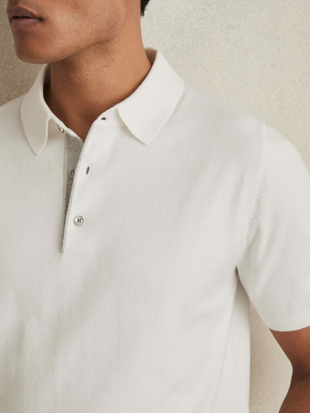 Reiss Best Seller - Contrast-Placket Polo Shirt With Cotton in White