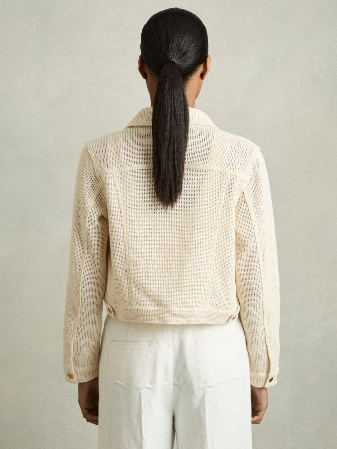 Reiss Affordable - Cotton-Blend Textured Trucker Jacket in Neutral