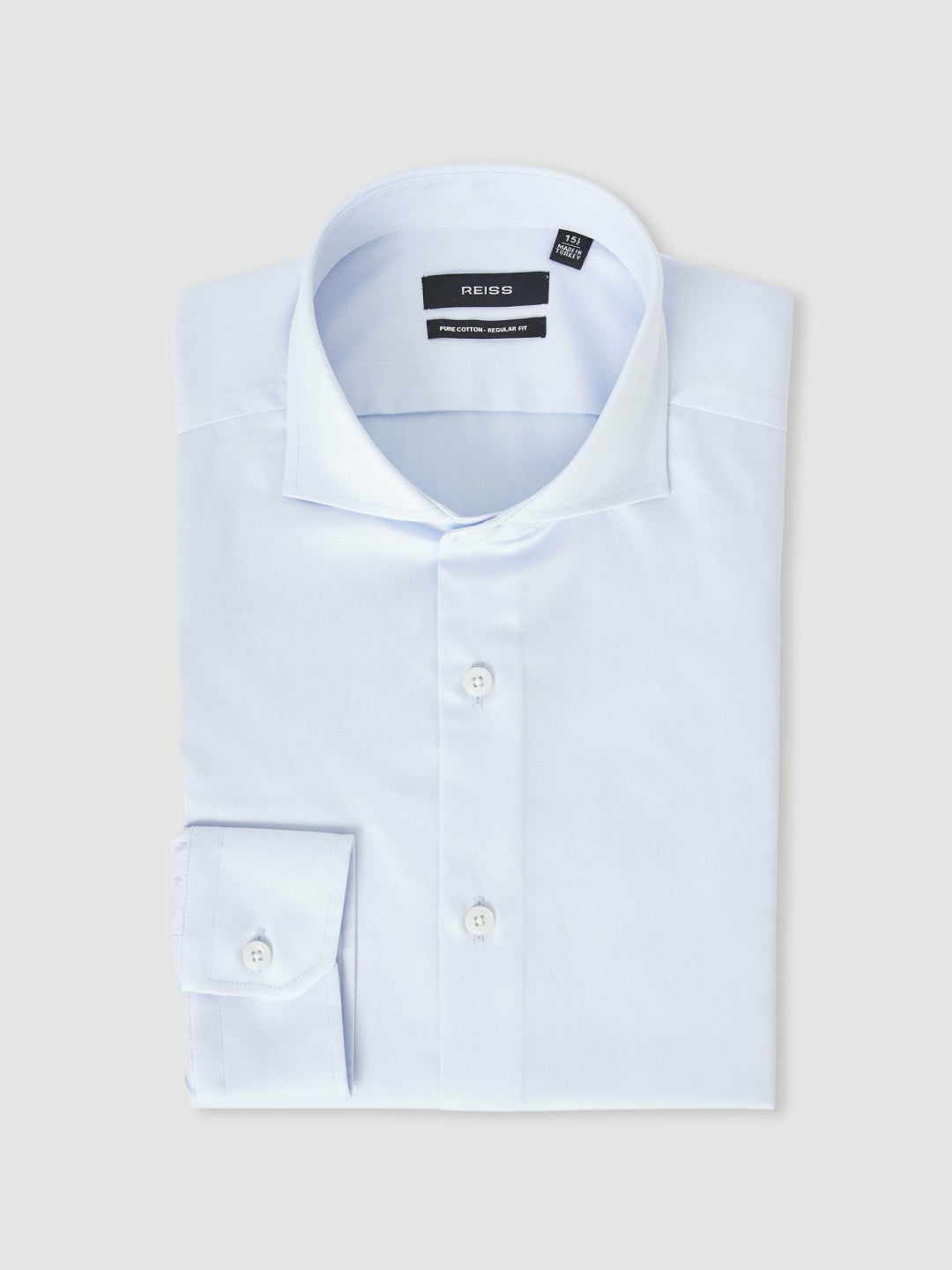 Reiss Regular Fit Cotton-Twill Two-Fold Shirt Slim-Fit in Soft Blue