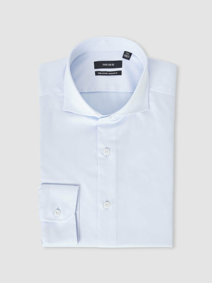 Reiss Regular Fit Cotton-Twill Two-Fold Shirt Slim-Fit in Soft Blue