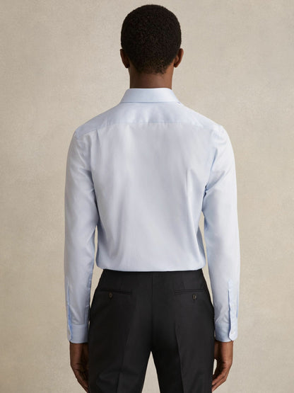 Reiss Regular Fit Cotton-Twill Two-Fold Shirt Slim-Fit in Soft Blue