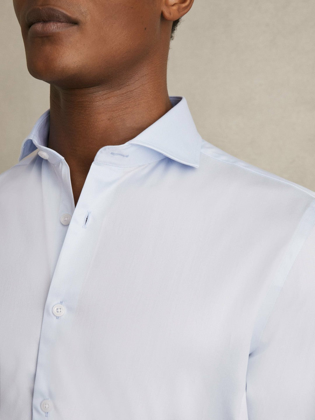 Reiss Regular Fit Cotton-Twill Two-Fold Shirt Slim-Fit in Soft Blue