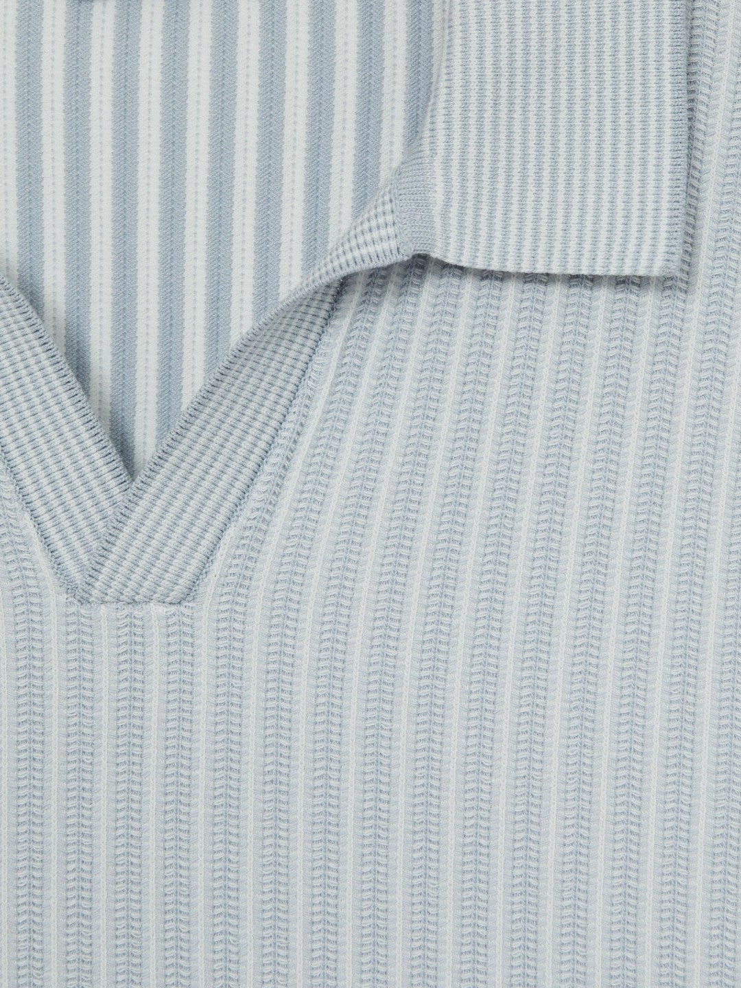 Reiss Best Seller - Open-Collar Textured Polo Shirt in Soft Blue/White