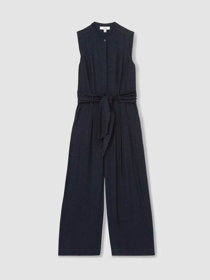 Reiss Featured - Wide-Leg Belted Jumpsuit in Navy