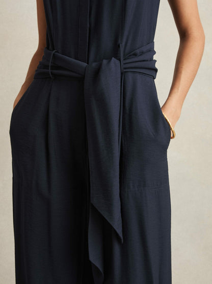 Reiss Featured - Wide-Leg Belted Jumpsuit in Navy
