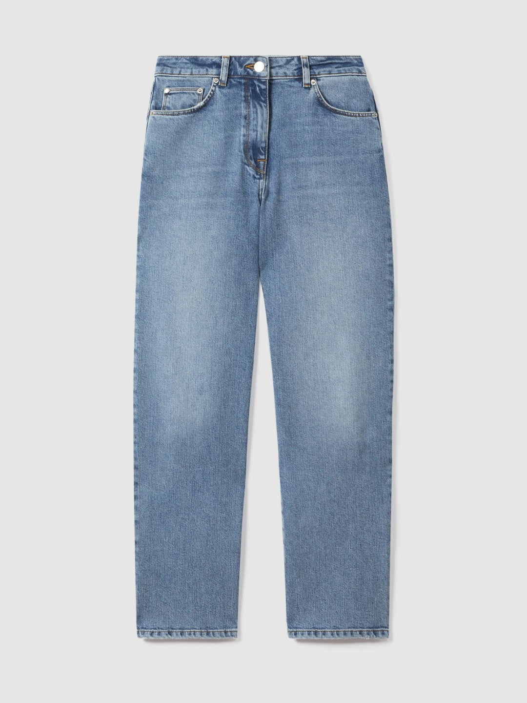 Reiss Petite Mid-Rise Straight-Leg Jeans in Light Blue