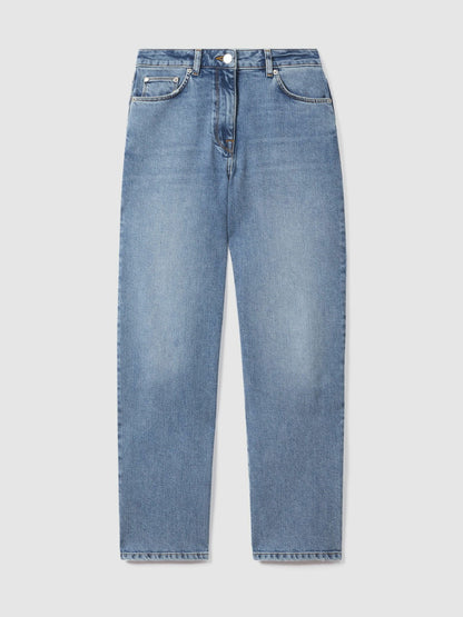 Reiss Petite Mid-Rise Straight-Leg Jeans in Light Blue