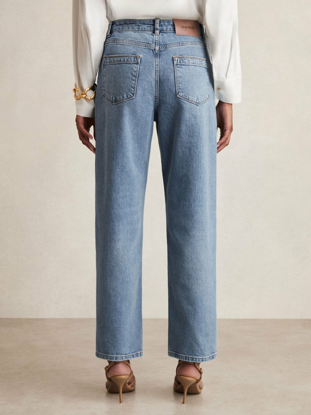 Reiss Petite Mid-Rise Straight-Leg Jeans in Light Blue