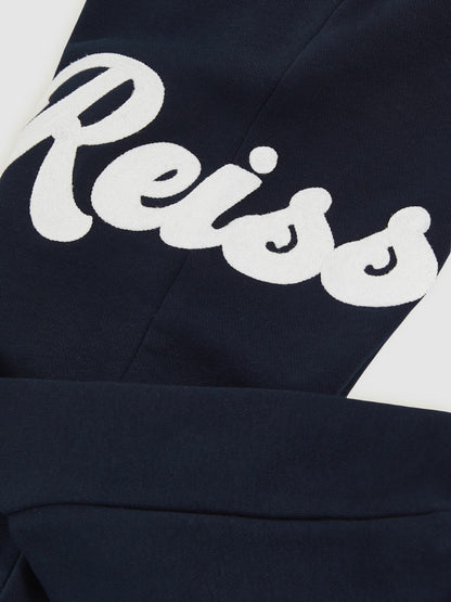 Reiss Offer - 9-13 yrs Cotton-Blend Logo Script Joggers in Navy