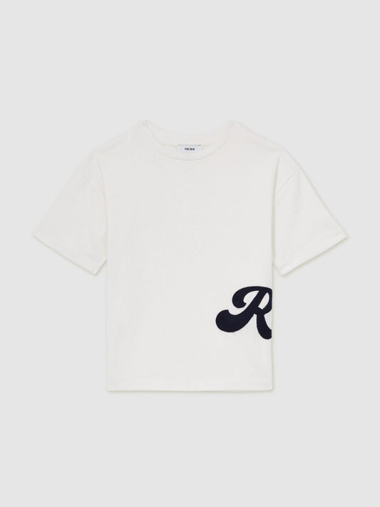 Reiss Offer - 9-12 yrs Cotton Script-Logo Oversized T-Shirt in White