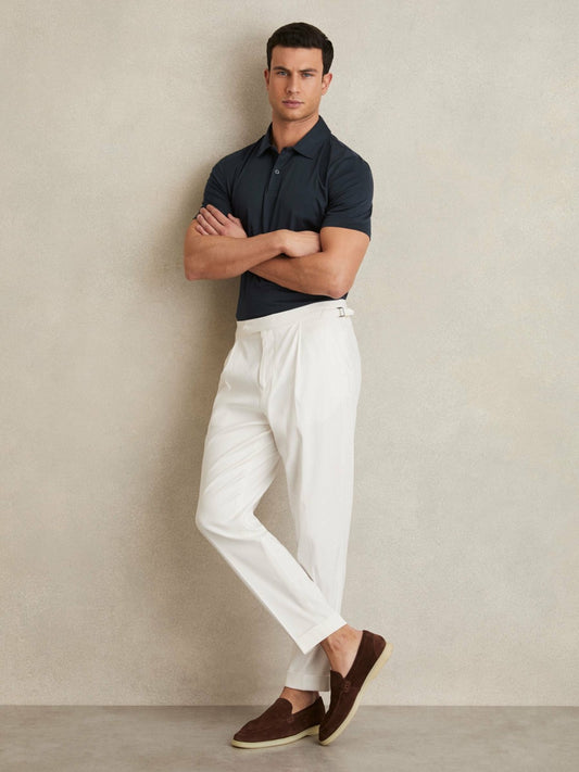 Reiss Featured - Cotton Short-Sleeve Polo Shirt in Navy
