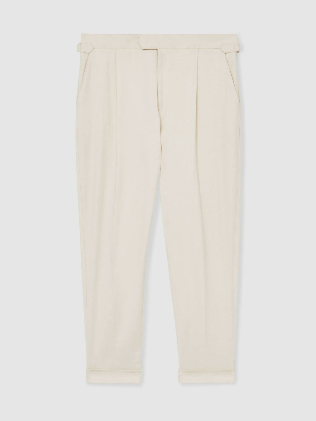 Reiss Affordable - Cotton-Blend Tapered Trousers in Stone