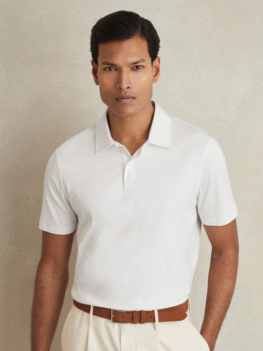 Reiss Value - Cotton Short-Sleeve Polo Shirt in White