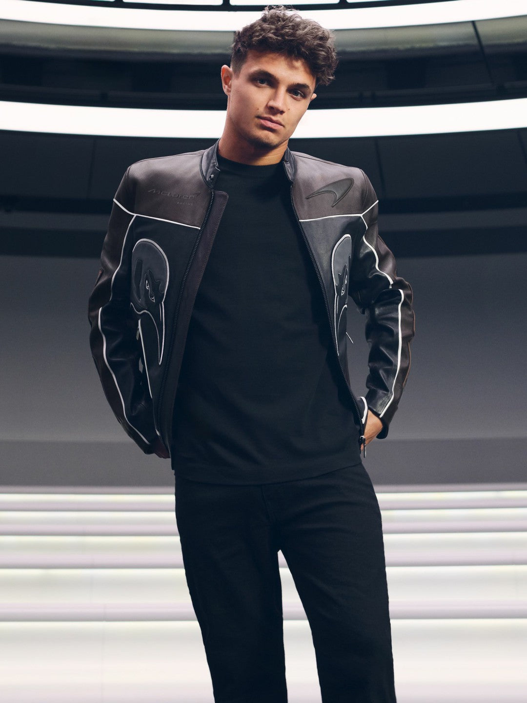 Reiss Savings - McLaren F1 Team Leather Biker Jacket in Black