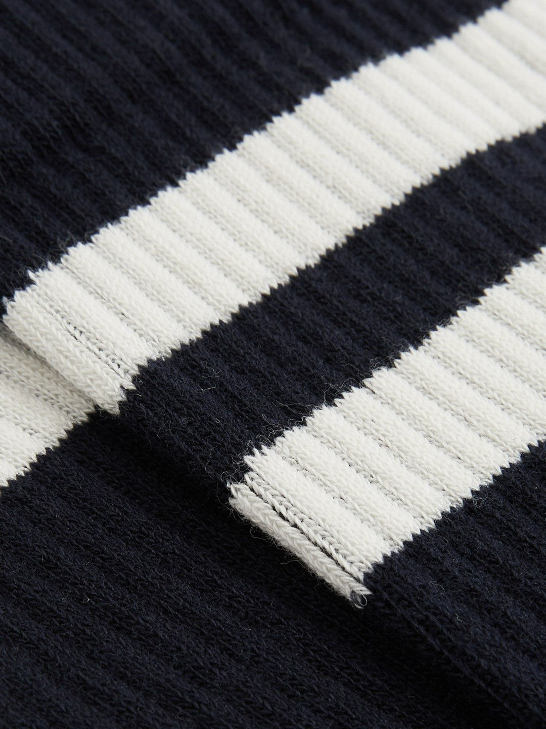 Reiss Affordable - Cotton-Blend Double-Stripe Socks in Navy/Ecru