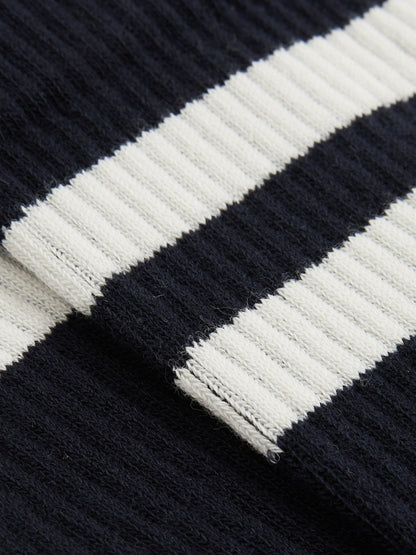 Reiss Affordable - Cotton-Blend Double-Stripe Socks in Navy/Ecru
