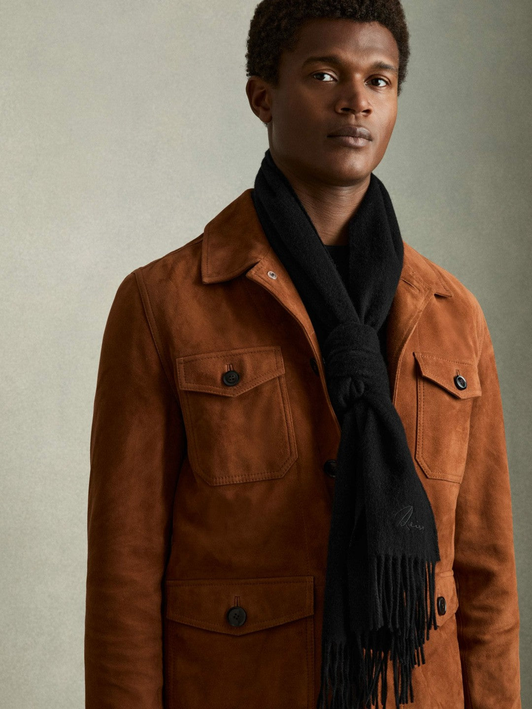 Reiss Offer - Wool and Cashmere Scarf in Black