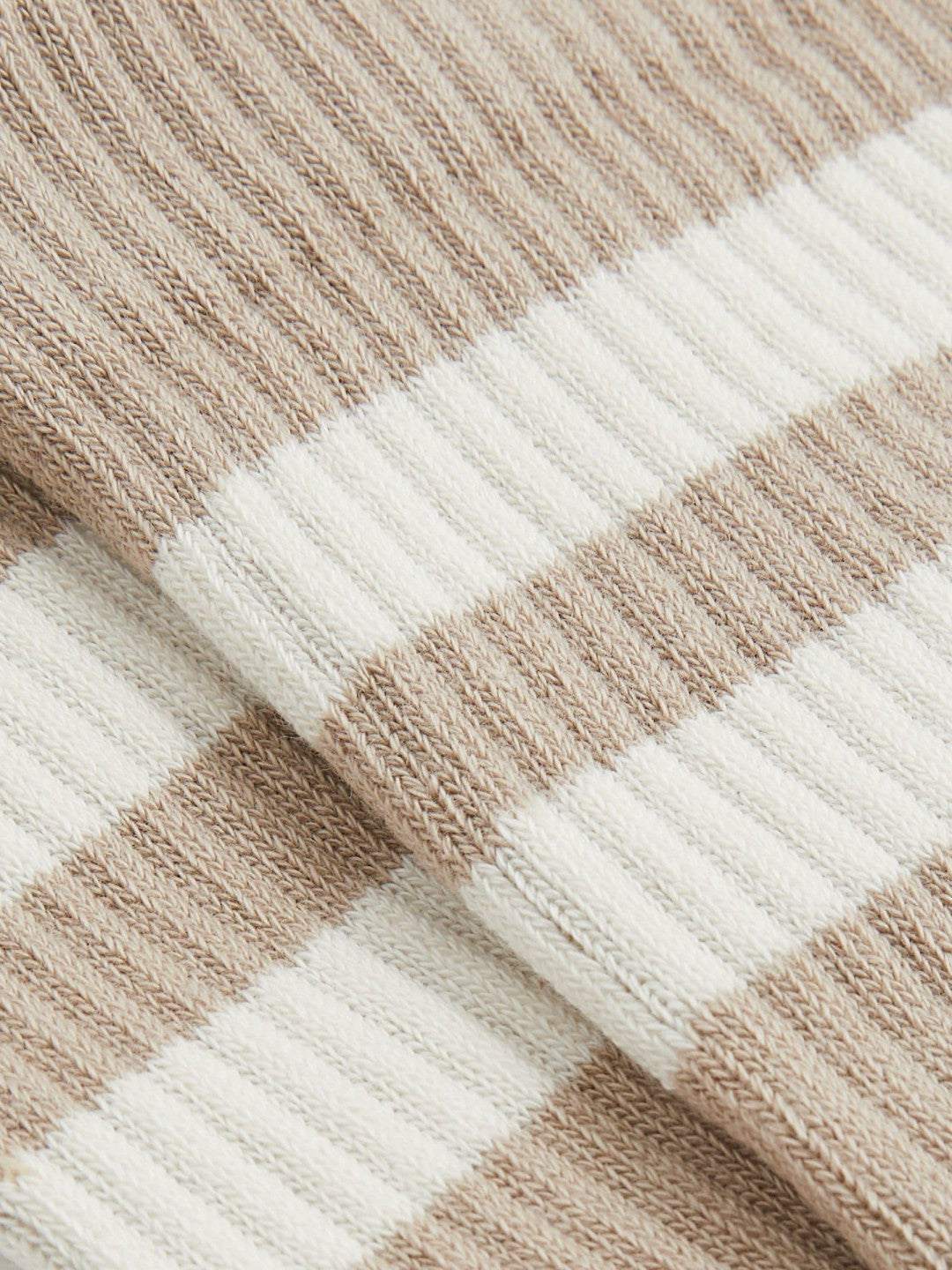 Reiss Savings - Cotton-Blend Double-Stripe Socks in Taupe/Ecru
