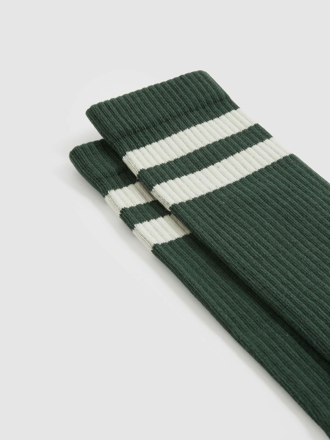 Reiss Value - Cotton-Blend Double-Stripe Socks in Pine Green/Ecru