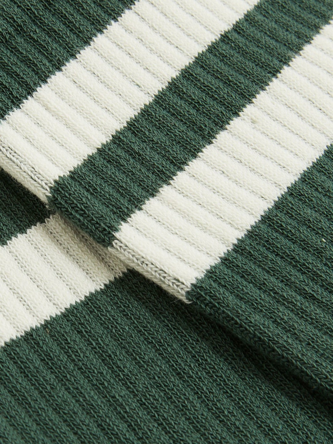 Reiss Value - Cotton-Blend Double-Stripe Socks in Pine Green/Ecru