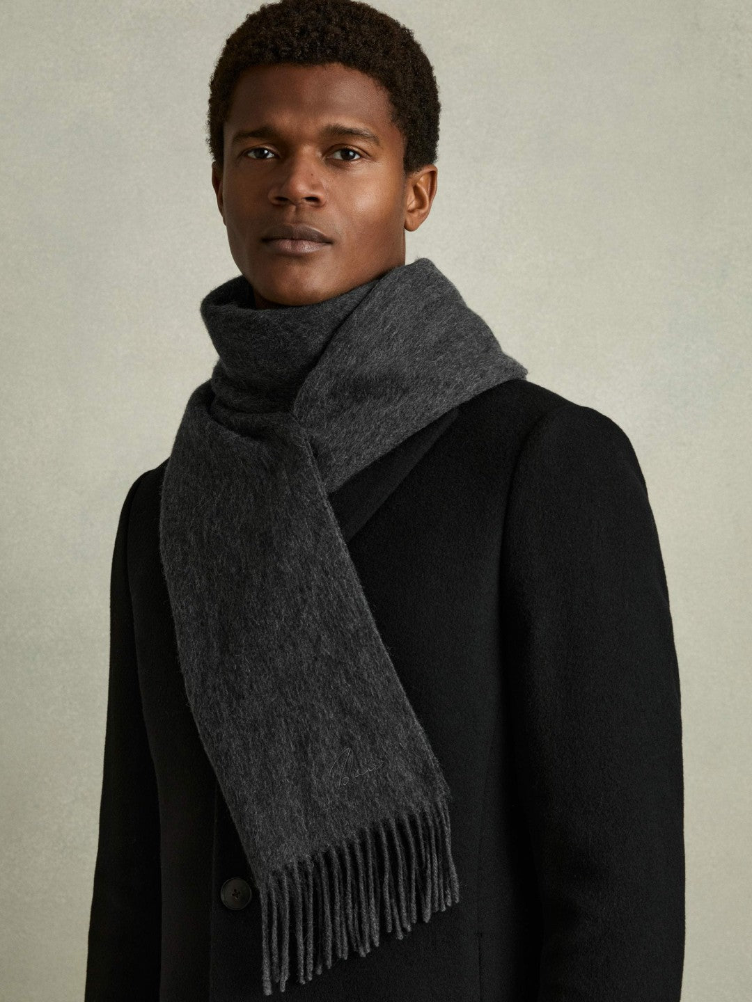 Reiss Savings - Wool and Cashmere Scarf in Charcoal