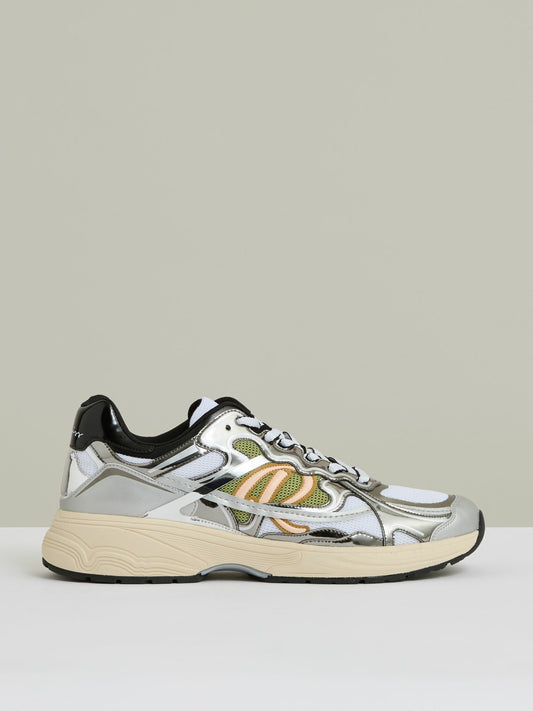 Reiss Savings - Overlay Logo Running Trainers in Gunmetal/Black