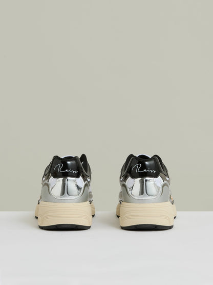 Reiss Savings - Overlay Logo Running Trainers in Gunmetal/Black