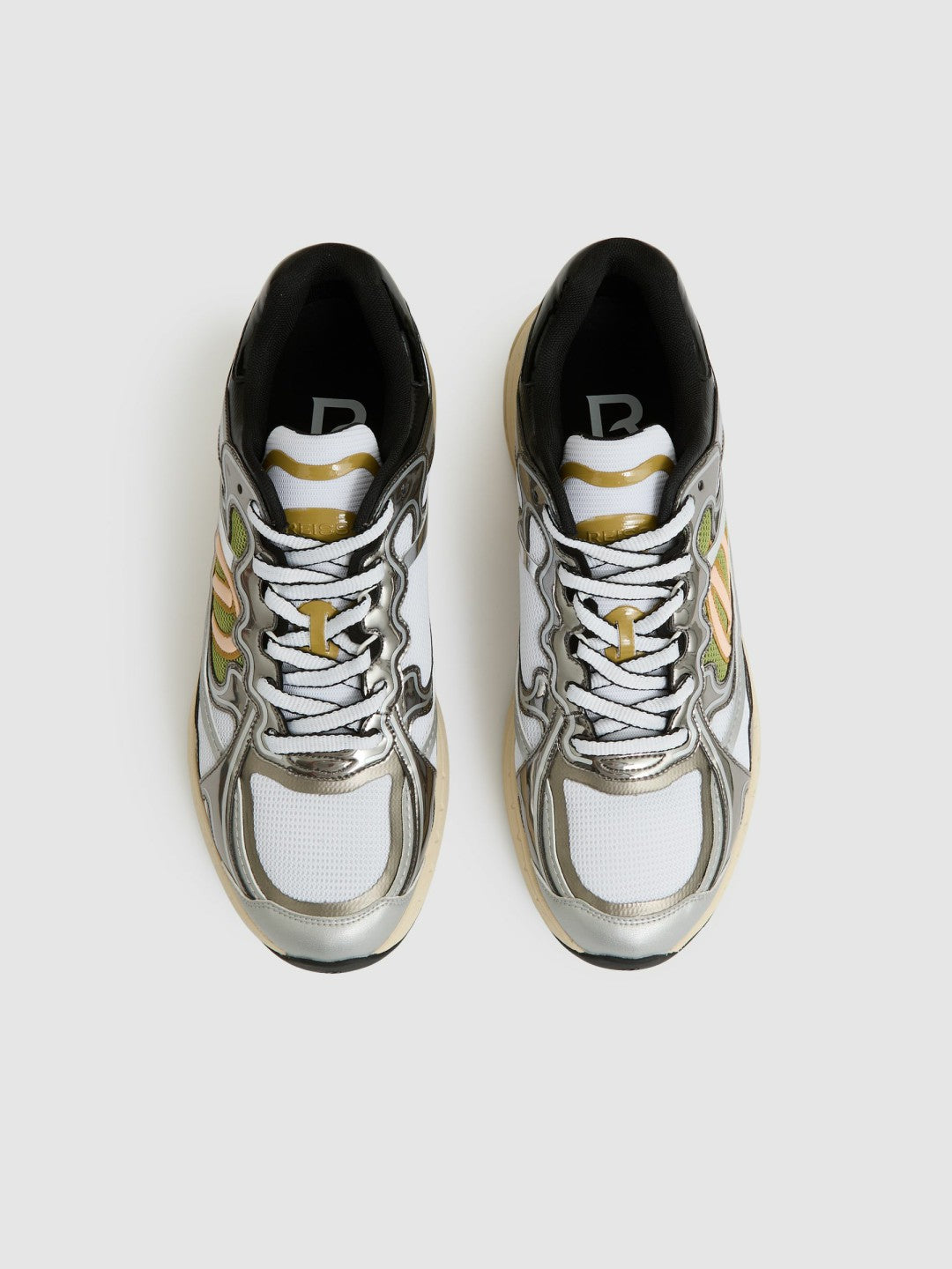 Reiss Savings - Overlay Logo Running Trainers in Gunmetal/Black