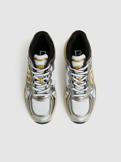 Reiss Savings - Overlay Logo Running Trainers in Gunmetal/Black