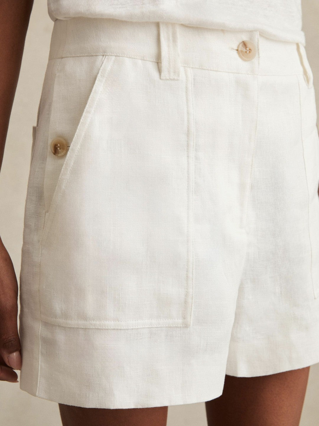 Reiss Featured - Linen Shorts in White