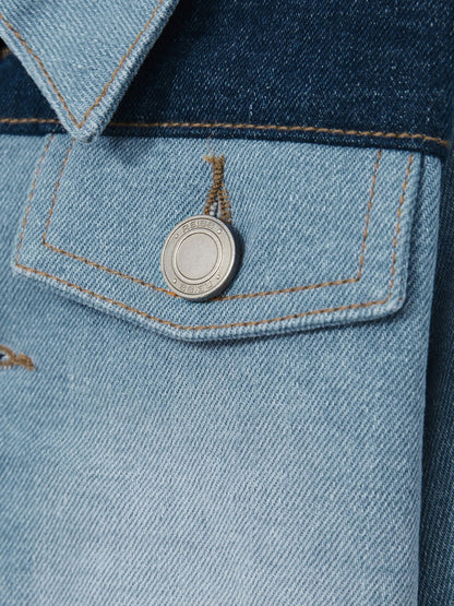 Reiss Featured - 9-13 yrs Patchwork Two-Tone Denim Jacket in Blue