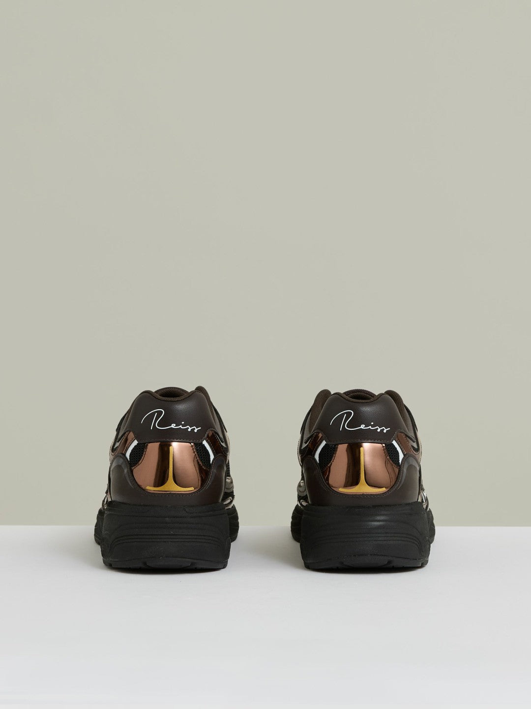Reiss Featured - Overlay Logo Running Trainers in Electric Brown