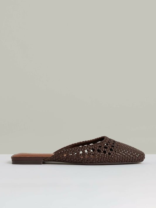Reiss Sale - Woven Slip-On Mules in Chocolate