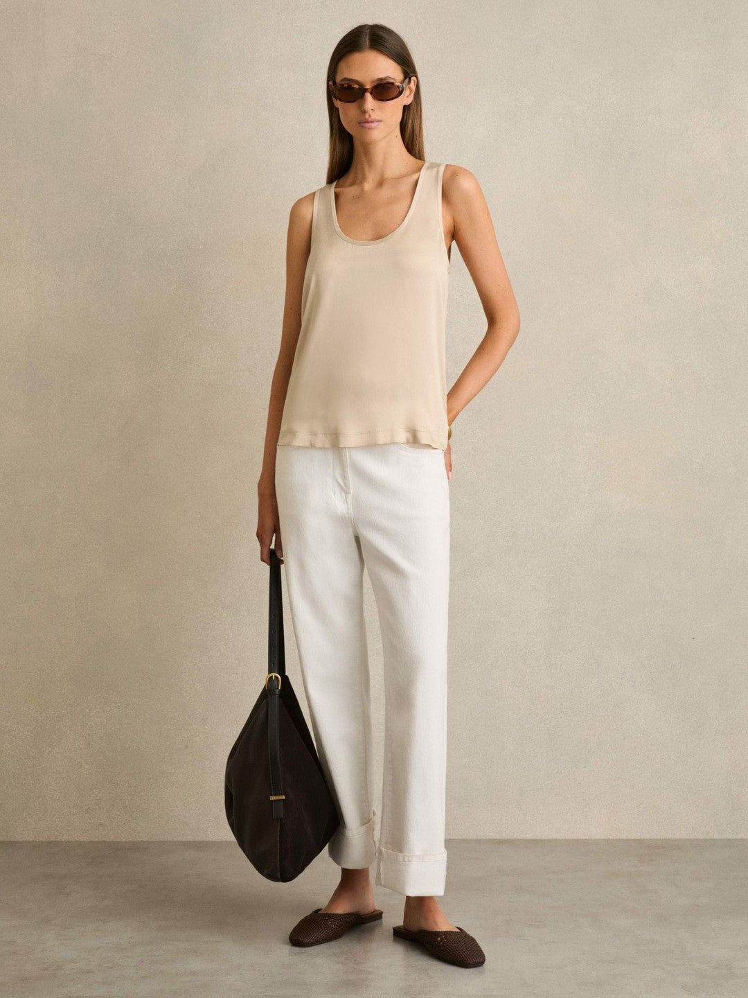 Reiss Sale - Woven Slip-On Mules in Chocolate